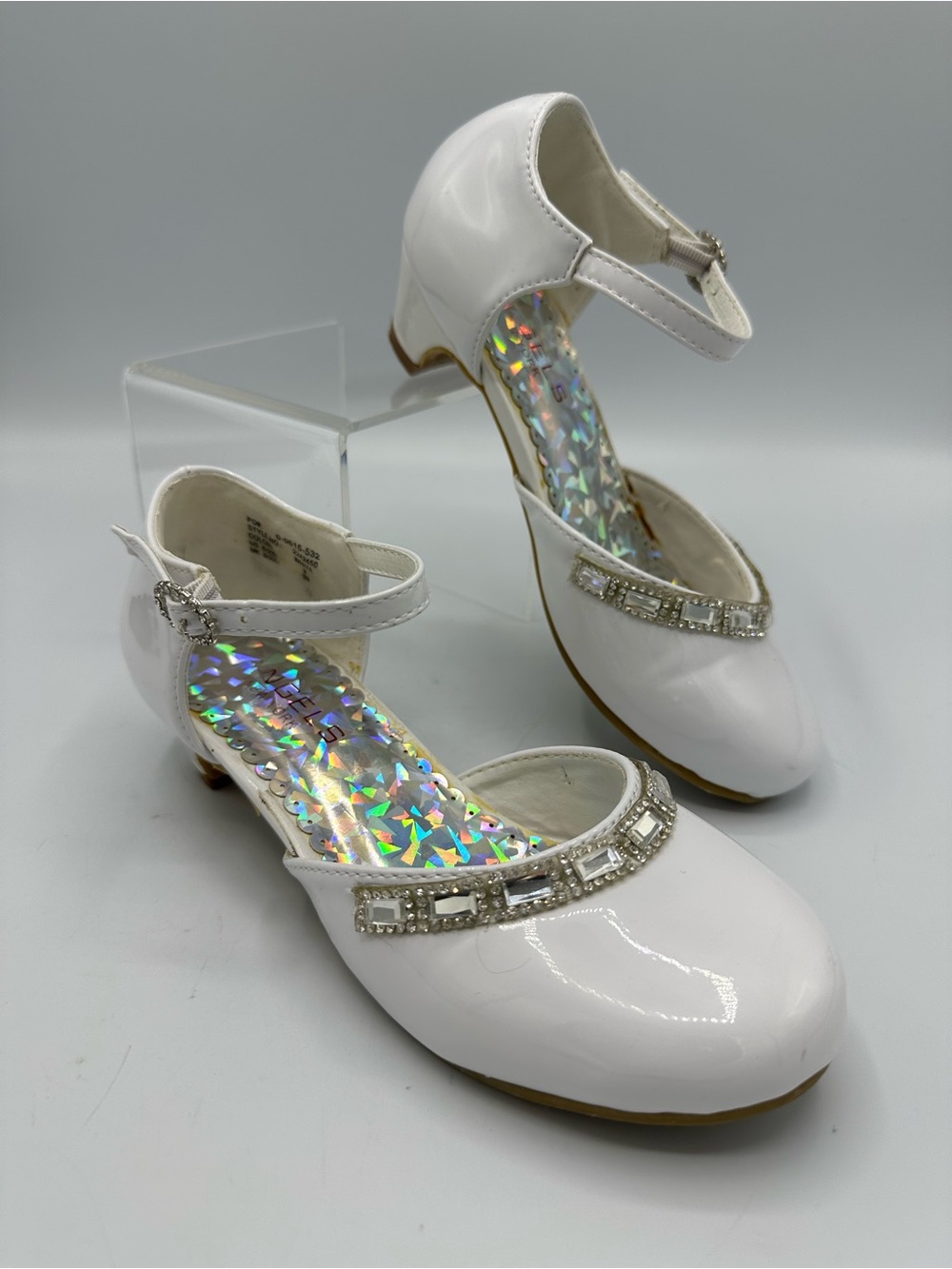 Angels New York Girls White First Communion, Flower Girl, Pageant Shoe Size 2